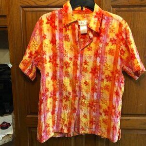 Bobbie Brooks Womens's orange and yellow Short Sleeved Button down shirt14w/16w